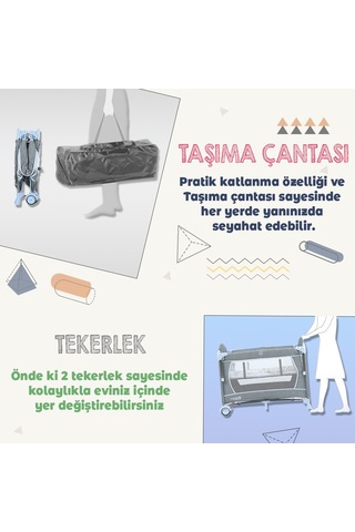 Lorelli Up And Down 60x120 Bebek Anne Yanı Oyun Parkı Yatak Beşik Yatak Hediye