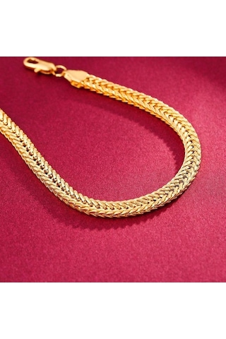 Flybuy Zarif Erkek 18k Altın Bileklik 6mm Yan Bilezik, 18k Altın, Taze Ve Tatlı, Seyahat Anı, Yıldönümü Hediyesi Sarı Altın