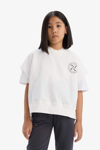 DeFacto Kız Çocuk Oversize Geniş Kalıp Bisiklet Yaka Kısa Kollu Baskılı Sweatshirt E1879A825SMER85 Ekru