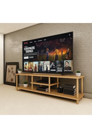 Konsol Modern Tasarım Ahşap Ayaklı Atlantik Çam Desenli 30 43 120cm Atlantik Çam