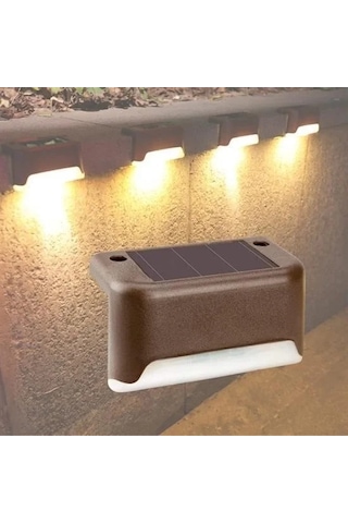 Solar Güneş Enerjili Şarj Edilen Köşebent Merdiven Veranda Bahçe Yolu Led Lamba Işık 4 Adet -15m