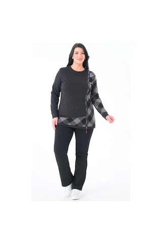 Lady Majestic Kadın Büyük Beden Sweatshirt Antrasit