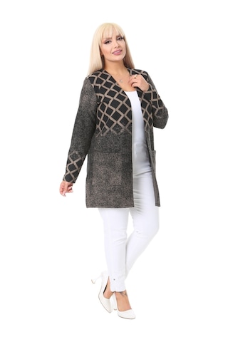 Melsay Butik Vizon Baklava Desen Kısa Büyük Beden Kadın Hırka Vizon