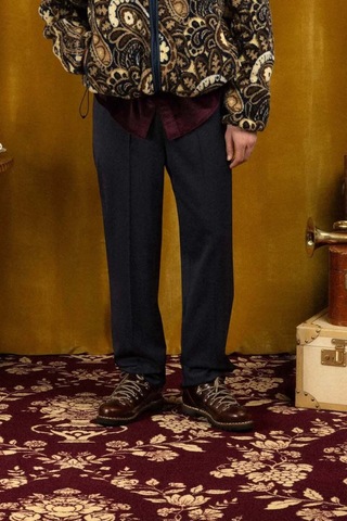Amongst Few Özel Tasarım Le Pantalon Droit: Yün Karışımlı Regular Fit Pantolon Lacivert