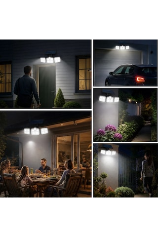 3'lü 122 Ledli Güneş Enerjili Hareket Sensörlü Aydınlatma, Dış Mekan Duvar Ve Bahçe Lambası Solar Led