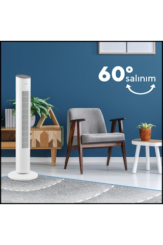 Kumtel Ktf-360 Kule Tipi Vantilatör Beyaz