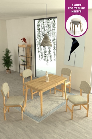Vilinze Ege Sandalye Avanos Ahşap Mdf Açılır Mutfak Masası Takımı - 70x120+30 Cmtk-avanos-70120ak-nn-ege19n-sigmabeyaz Beyaz
