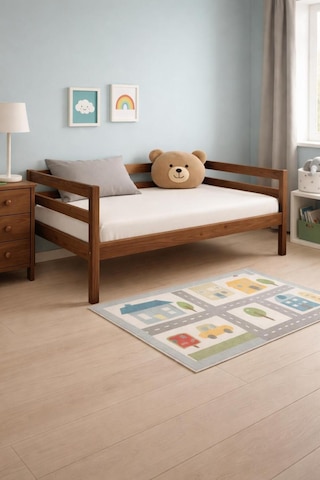 Ahşap Sedir Kanepe 60cmx150cm İç Ölçü Mindersiz Doğal Ceviz Renk Masif Ahşap Kahverengi