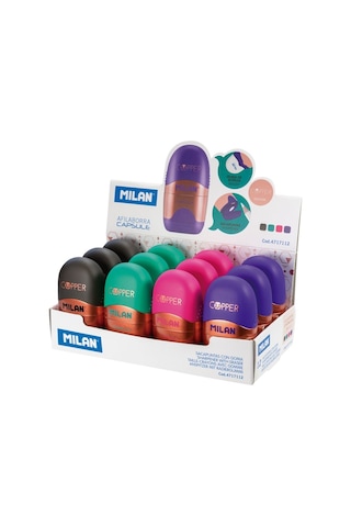 Mılan 4717112 Capsule Copper Kalemtraş Silgi 12Li