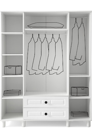 Feyzan Mdf 4 Kapılı Dolap-beyaz