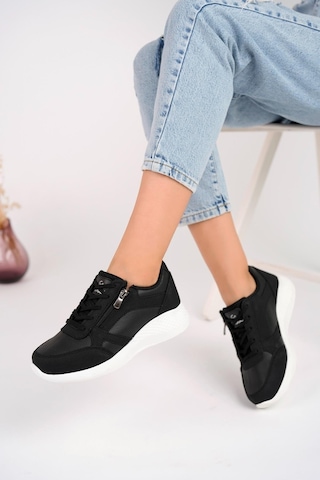 Muggo Asia Garantili Kadın Ortopedik Günlük Bağcıklı Yandan Fermuarlı Rahat Sneaker Spor Ayakkabı 001