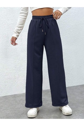 Kallima Lacivert Çimalı Yüksekbel Bol Paça Mevsimlik Eşofman Altı Lacivert