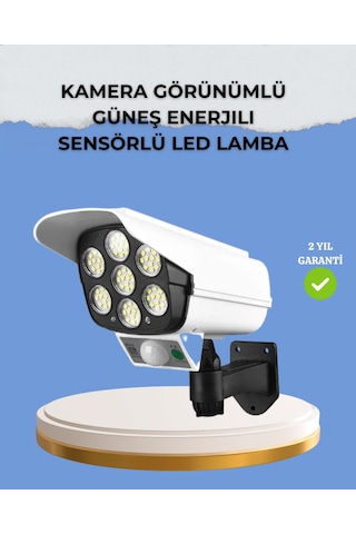 Kamera Görünümlü Solar Led Lamba Hareket Sensörlü Uzaktan Kumandalı Bahçe Duvar Aydınlatması Çok Renkli