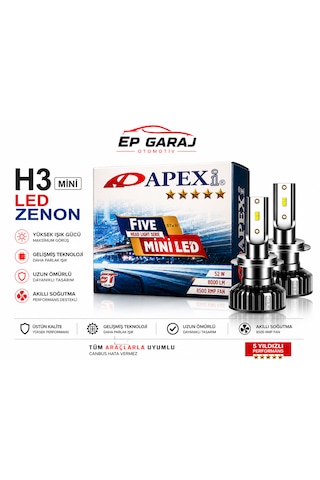 Apexi H3 Mini Led Xenon Far Ampul Seti 52w 8000 Lümen