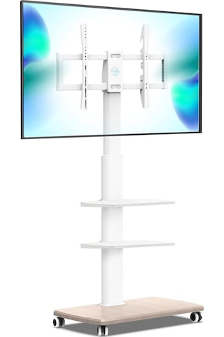 Fitueyes Tekerlekli Ve Ahşap Tabanlı Beyaz Tv Sehpası, 32-65 Inç Lcd Led Düz Ve Kavisli Ekranlar Için 189437022