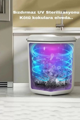 Akıllı Teknolojik Sensörlü Çöp Kovası Işık Antibakteriyel Koku Geçirmez Mutfak Banyo Wc Ofis 20l Uv Çok Renkli