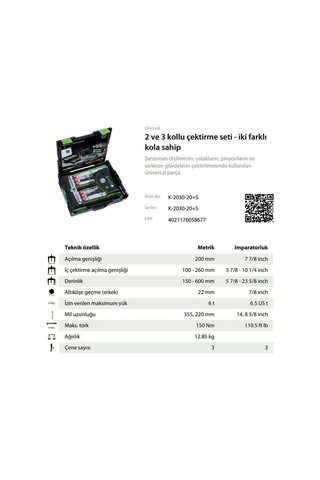Kukko K-2030-20+s 2 Ve 3 Kollu Üniversal Çektirme Seti