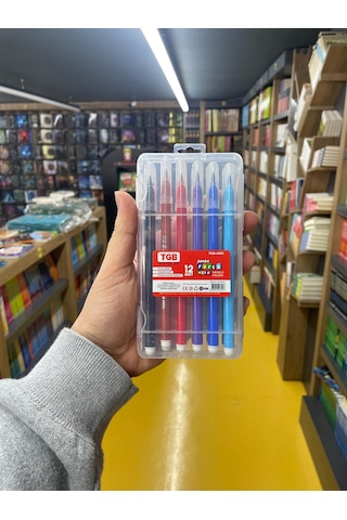 Keçeli Kalem Jumbo Fırça Uçlu 12 Li Şefaf Kutulu