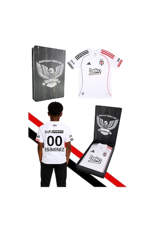 Lisanslı Adidas Beşiktaş Forma 25-26 Sezon Beyaz Çocuk Forması Kişiye Özel