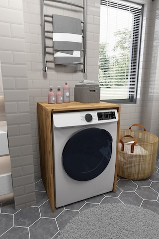 Çamaşır Makinesi Dolabı Kurutma Makinesi Uyumlu Kapaksız Dolap 91.8 X 67.3 X 60 Cm Atlantik Çam