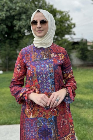 Rabia Şamlı Nehir Elbise Kırmızı Normal