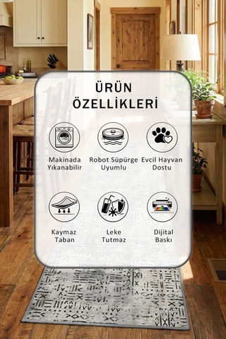 Gri Yıkanabilir Mutfak Halısı 4