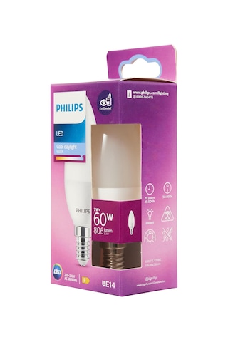 Philips Led 60w B38 E14 Mum Tipi Beyaz Işık Dim Edilmez Ampul 4lü Çok Renkli
