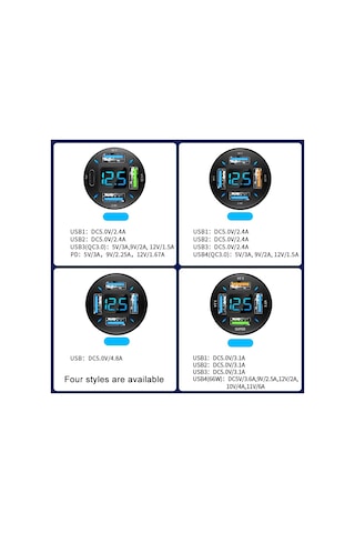 4'ü 1 Arada Usb 66w Dijital Ekranlı Araba Süper Hızlı Şarj Cihazı