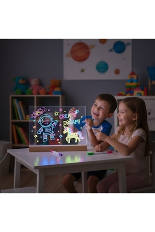 Eğitim ,reklam , Sunum , Öğrenci Yazı Yazma Vb. Çok Amaçlı Led Işıklı Yazı Tahtası 20x30 Beyaz