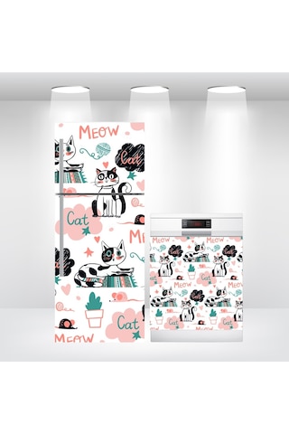 Buzdolabı Ve Bulaşık Makinesi Kapak Folyo Kaplama Kediler