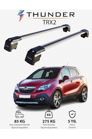 Opel Mokka 2013-2020 Trx2 Thunder Carrier Kilitli Ara Atkı Taşıyıcı Tavan Barı Siyah