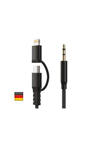 Woyax By Deji Type-C + Lightning To Aux Stereo 3.5 MM Ses Kablosu 1.2 M