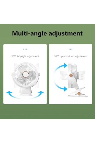 Usb/pil Powered Clip Fan Gece Lambası Güçlü Kelepçesi Küçük Fan 3 Hızlı Hava Akışları Ofis Evi İçin Sessiz Masa Fan