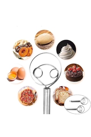 Hamur Çırpıcı Paslanmaz Çelik Profesyonel Hamur Karıştırıcı 19 Cm Gümüş