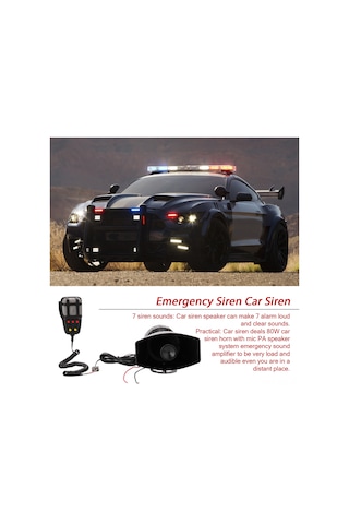 Xindoker 12v Otomobil Sireni Hoparlörü 7 Farklı Alarm Sesi Ve Konuşma Fonksiyonu - 200db Yüksek Ses Seviyesi, Plastik Malzeme, 80w Güç