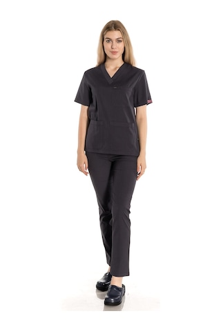 Unisex Likralı Antrasit Scrubs