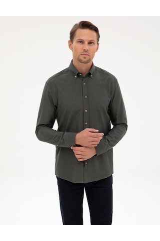 Pierre Cardin Erkek Koyu Haki Gömlek Desenli 50311380-vr111 Koyu Haki