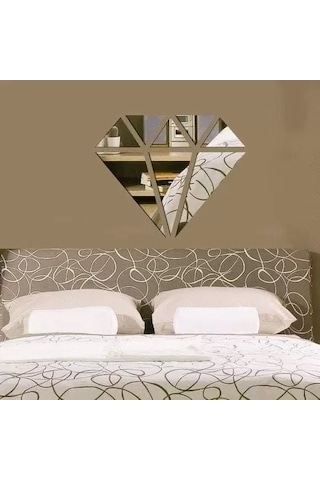 Znv Zenvia Mey İthalat 40x40 Cm Elmas Formlu Kırılmaz Pleksi Ayna - Geometrik Duvar Dekoru Znv2025 Cmn Renkli