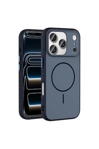 Apple Uyumlu iPhone 17 Pro Kılıf M-safe Şarj Özellikli Zore Tea Kapak - Lacivert Lacivert