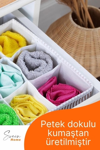 12 Bölmeli Çekmece İçi Düzenleyici Çok Amaçlı Pratik Takı Çorap Kravat Eşarp Gardrop Organizer Kutu Çok Renkli