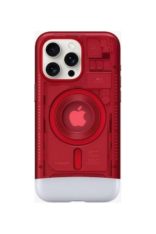 Spigen İphone 15 Pro İle Uyumlu Kılıf Classic C1 İmac G3 Desing Magfit Magsafe Uyumlu Ruby Kırmızı