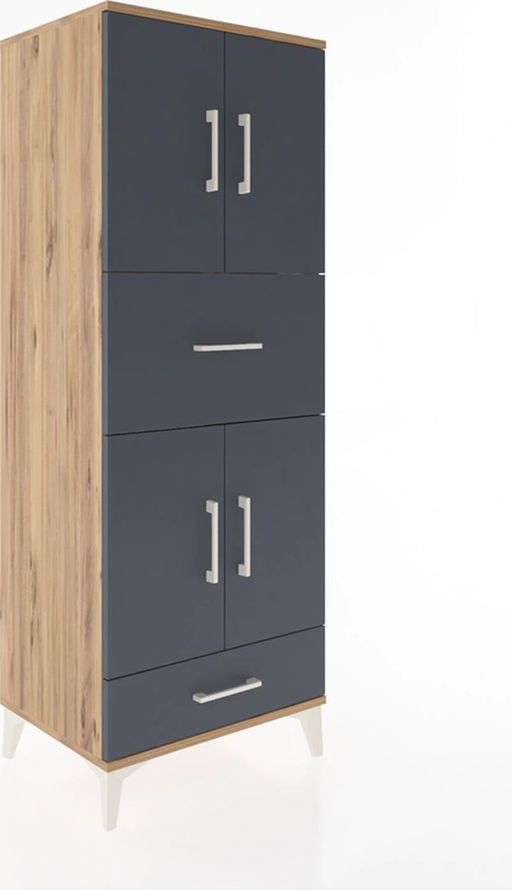 Hyperion Dolap 4 Raflı 2 Çekmeceli 4 Kapaklı 60x44x163 Çam-an... Çam