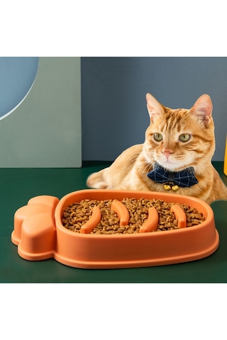 Sones Turp Şekilli Köpek Yavaş Yemek Kasesi Devrilme Önleyici Hayvan Kasesi