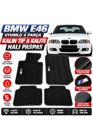 Bmw E46 Uyumlu 4 Parça Kalın Tip A Kalite Halı Paspas