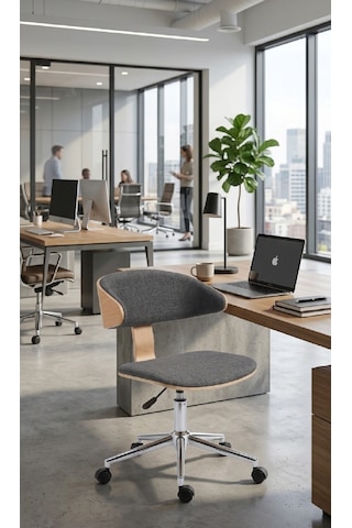 Ahsap Ofis Sandalyesi Açık Kahve