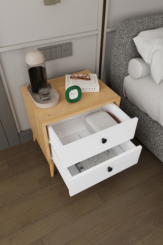 Modern 2 Çekmeceli Komodin Şifonyer %100 Mdf Çok Amaçlı Organizer Kmd03 Beyaz - Karına