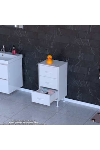 Eliusta Seçer 3 Çekmeceli 50 Cm Banyo Ve Mutfak Dolabı Beyaz 50x75x32,5 Cm Çok Amaçlı Organizer Dolap Beyaz