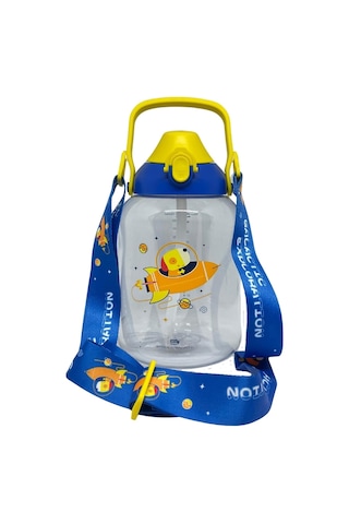 Lexroo Uzspace 1500ml Mega Boy Askılı Kulplu Pipetli/pipetsiz Kullanım Tritan Çocuk Su Matarası Çok Renkli