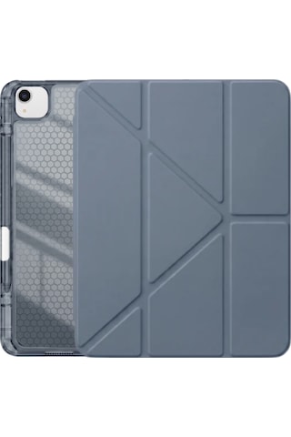 Ps Apple Uyumlu iPad Air 13 İnç M4 / M3 / M2 Tri Folding Standlı Kılıf - Gri Kapaklı Kılıf