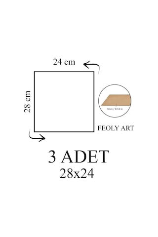 3 Mm 28x24 Mdf Plaka 3 Adet - Hobi, Maket, Ahşap El Sanatları İçin Uygun 3 Lü Paket Diğer
